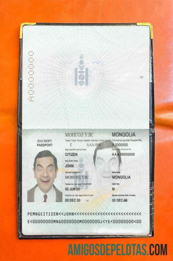 Foto do passaporte da Mongólia exemplo